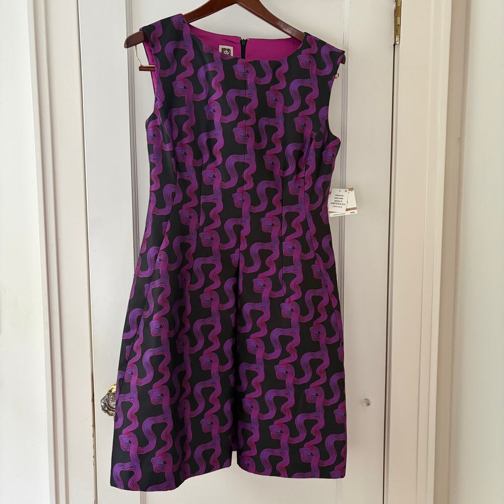 Ann Klein Sheath Dress Size 12 NWT Geometric Pink Black - Picture 2 of 9